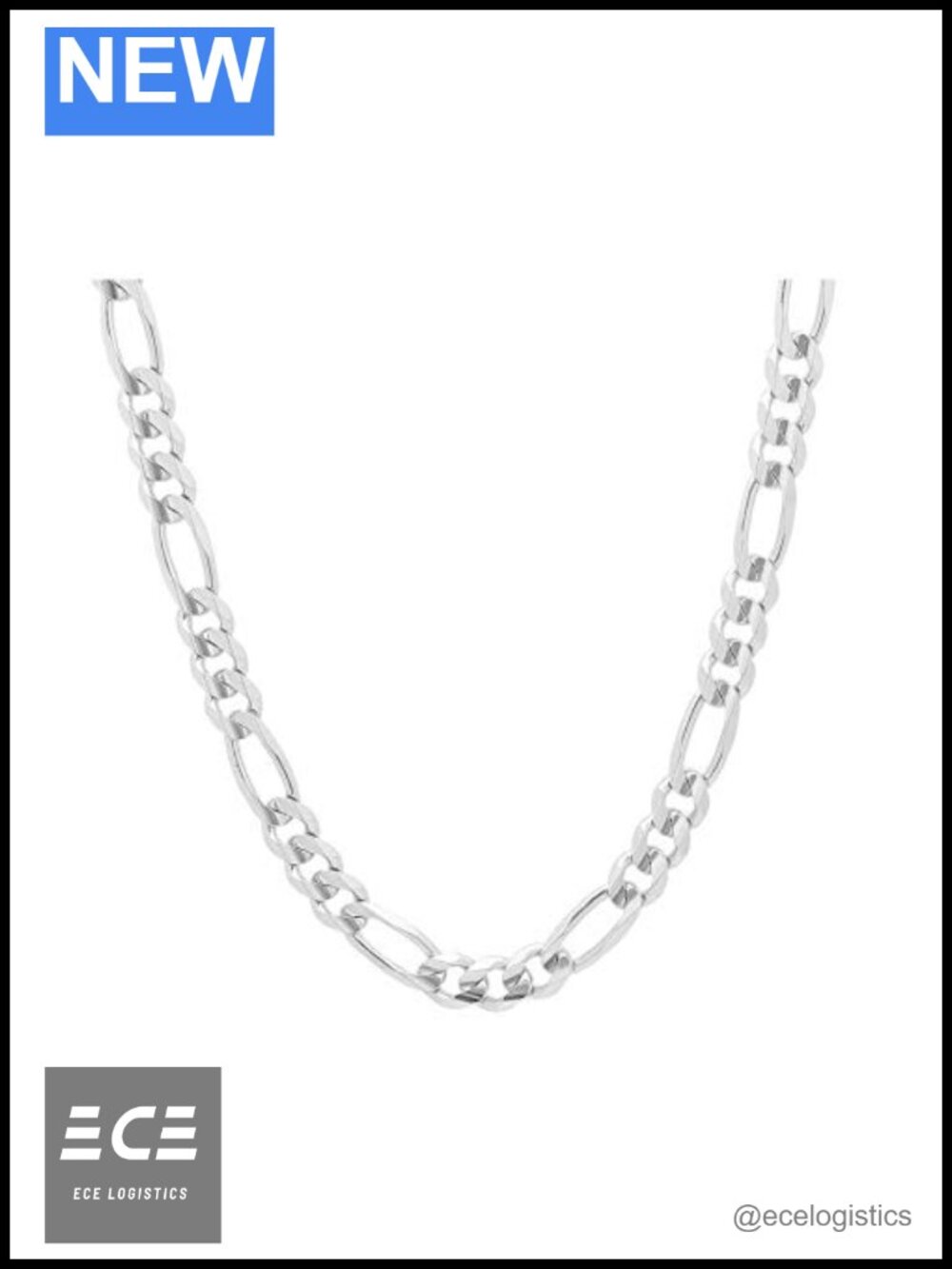 925 Sterling Silver 8MM Figaro Chain Necklace Mens Heavy Link 18"
